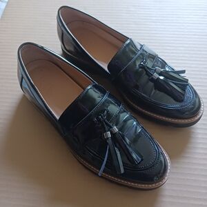 Franco Sarto Women Shoes  Loafers Carolynn Tassel  Leather Black SZ 9.5  Used